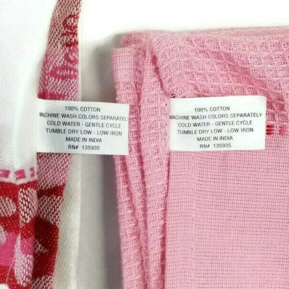 Kane Home Pink White Valentine Theme Kitchen Towel Set Two-Piece NWT